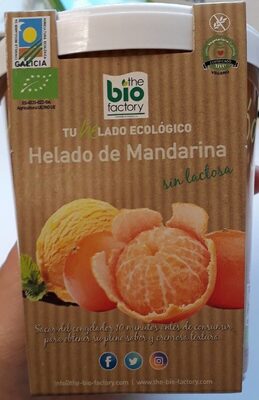 Helado ecológico de mandarina sin gluten y sin lactosa tarrina