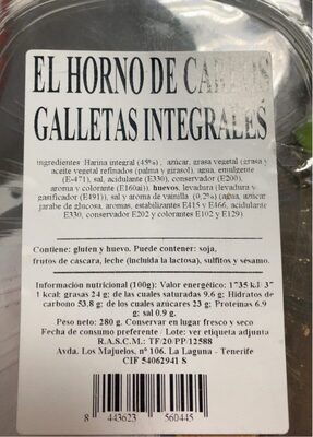 Galletas integrales front packaging