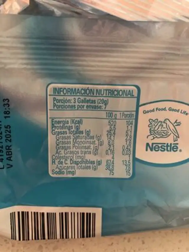 Alteza nutrition facts table