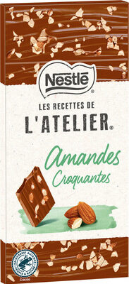 NESTLE L'ATELIER Tablette Chocolat lait amandes croquantes - 100g front packaging
