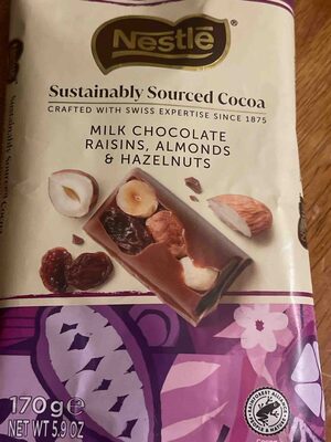 Sustainably Sourced Cocoa Milk Chocolate Raisins, Almonds & Hazelnuts