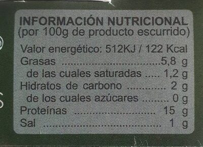 Zamburiñas en salsa de vieira nutrition facts table
