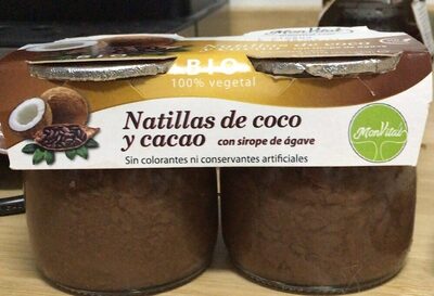 Natillas de coco y cacao con sirope de ágave