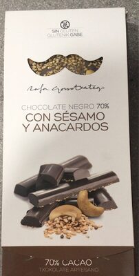 Chocolate negro 70% con sesamo y anacardos