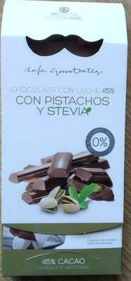 Chocolate con leche 45% con pistachos y stevia
