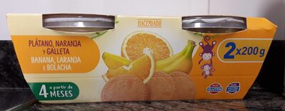Potito plátano, naranja y galleta.