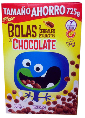Bolas de cereales recubiertas de chocolate