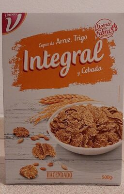 Copos de arroz, trigo integral y cebada