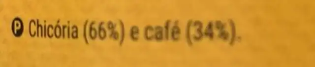 Café & Achicoria ingredients label