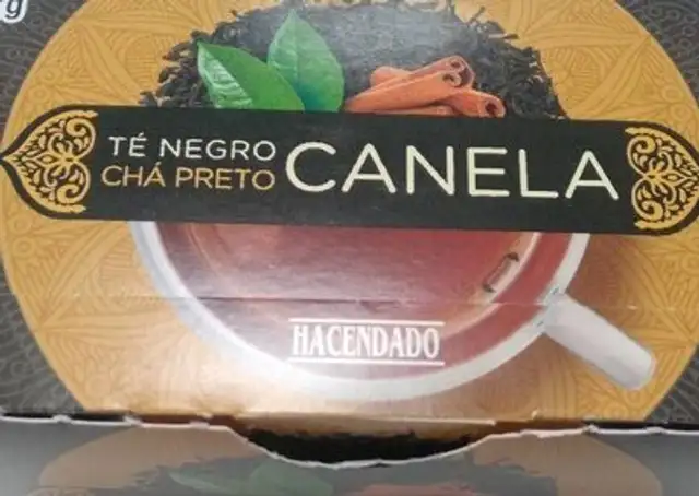 Té negro con canela front packaging
