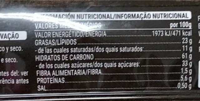 Cookie soft limón y choco blanco nutrition facts table
