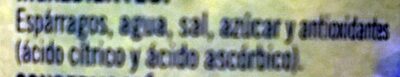 Espárragos delgados cortos ingredients label