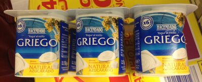 Yogur al estilo griego natural azucarado front packaging