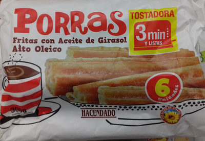 Porras fritas con aceite de girasol alto oleico front packaging