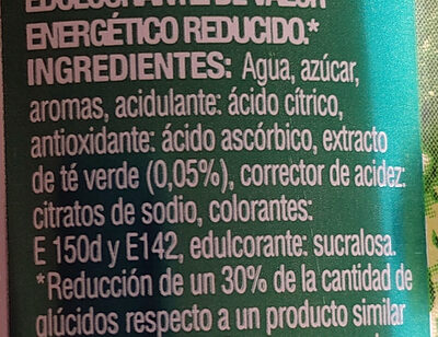 Té verde ingredients label