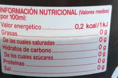 Cola cero ingredients label