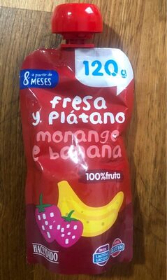 Papilla fresa y plátano +8 meses