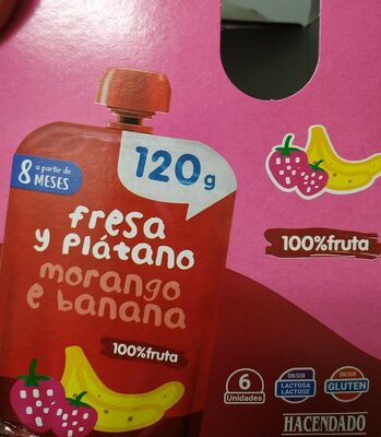 Fresa y plátano 100% fruta front packaging