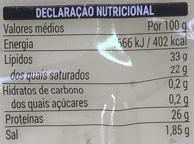 Queijo Ilha nutrition facts table