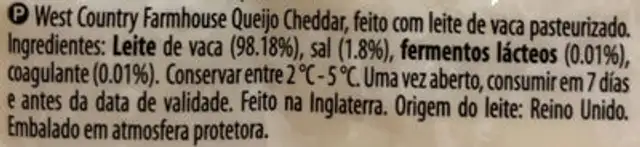 Cheddar curado ingredients label