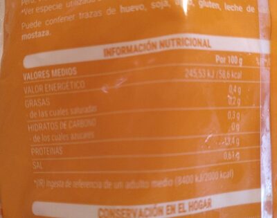 Fritura de Pescado nutrition facts table