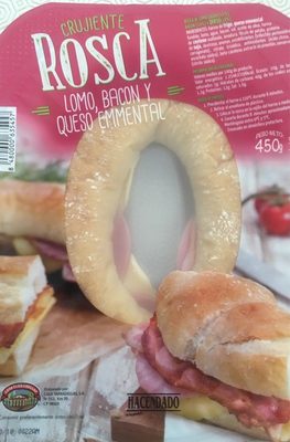 Crujiente rosca de lomo, bacon y queso emmental