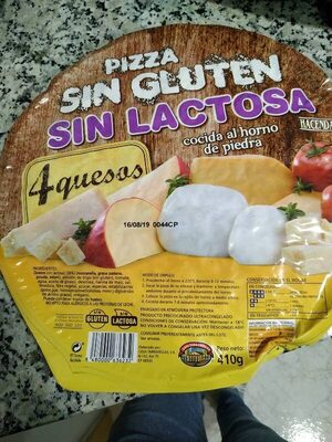 Pizza 4 quesos sin gluten y sin lactosa front packaging