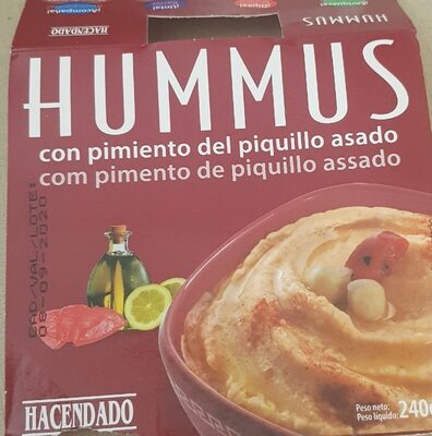 Humus con pimientos del piquillo asados front packaging