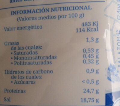 Capellanes. nutrition facts table