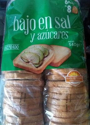 Pan tostado bajo en sal y azucares front packaging