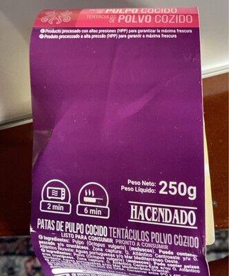 Patas de pulpo cocido front packaging