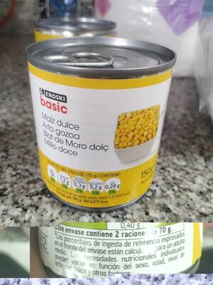 Maíz dulce front packaging