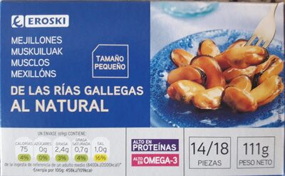 Mejillones al natural front packaging