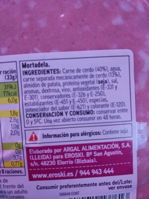 Mortadela ingredients label
