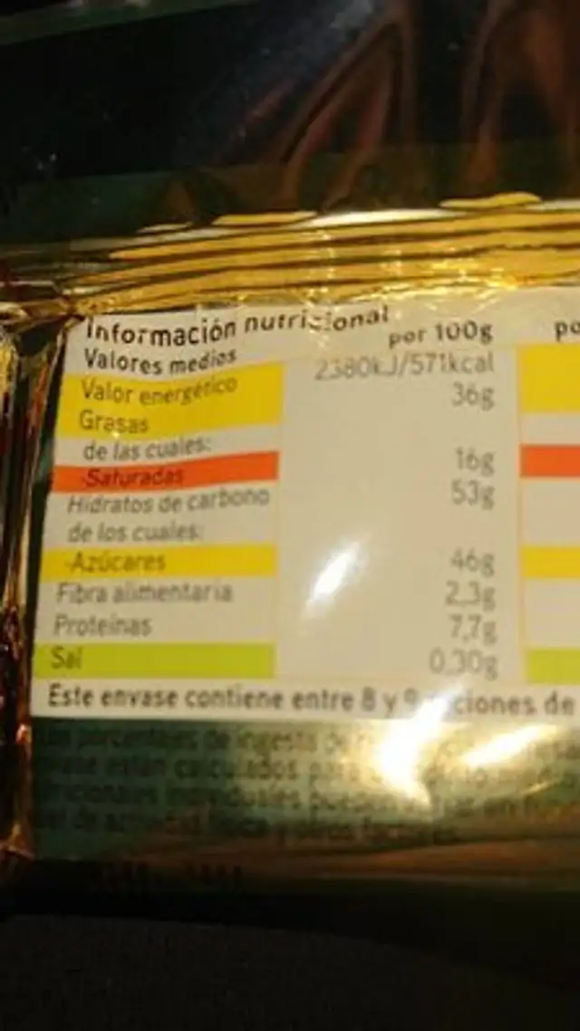 Turrón de chocolate con galleta negra nutrition facts table