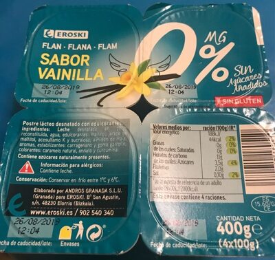 Flan sabor vainilla 0%