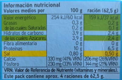 Queso Fresco Light nutrition facts table