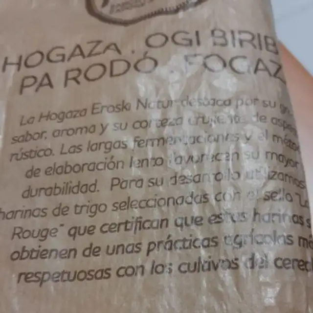 Hogazo nutrition facts table