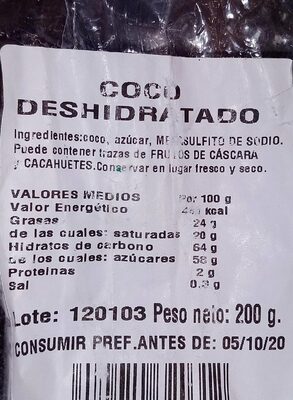 Coco deshidratado