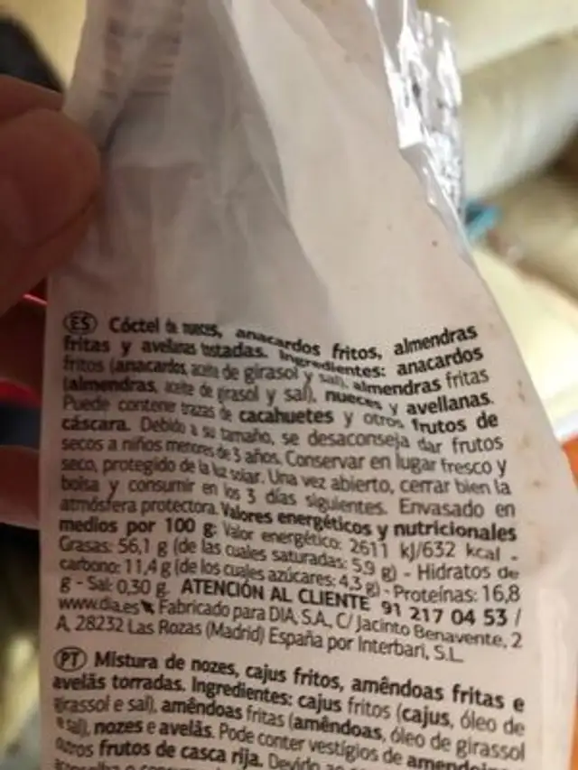 Unknown ingredients label