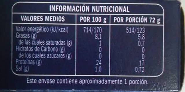 Tacos en aceite girasol nutrition facts table