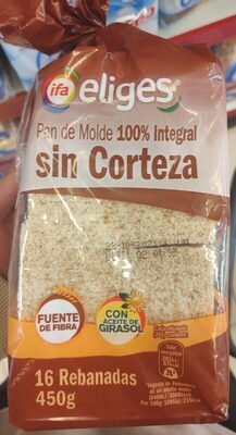 Pan de molde 100% integral sin corteza