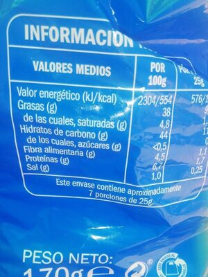 Patatas fritas onduladas nutrition facts table