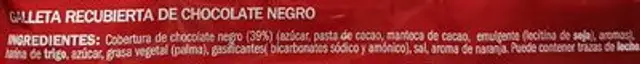 Aros chocolate ingredients label
