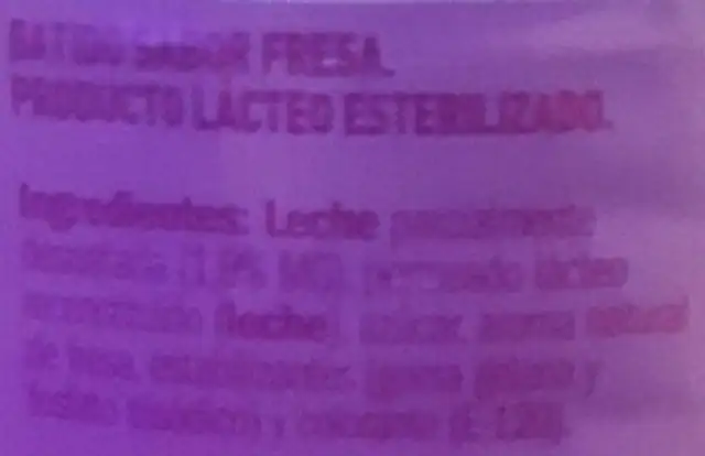 Batido de fresa ingredients label