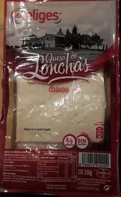 Queso en lonchas curado front packaging