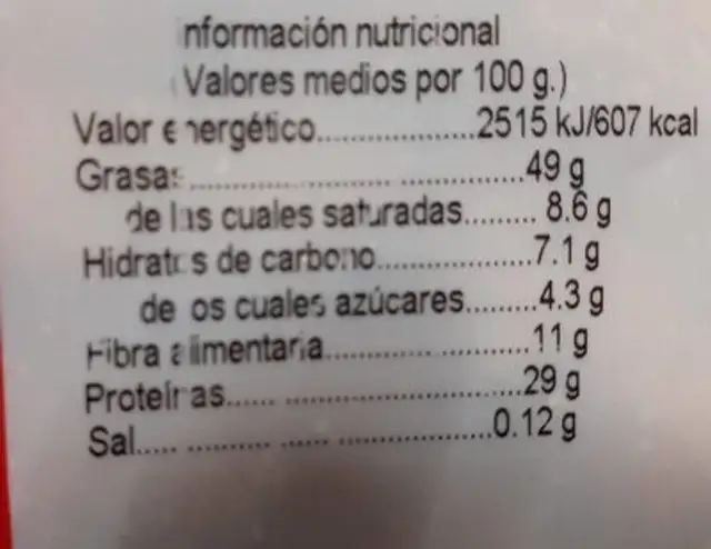 Cacahuete con cáscara tostado nutrition facts table