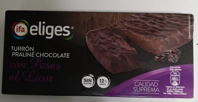 Turrón praliné chocolate con pasas al licor