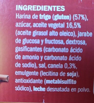 Galletas de canela ingredients label