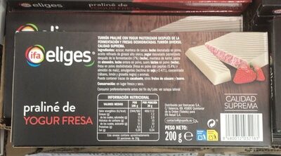Turron Praline de yogur fresa front packaging